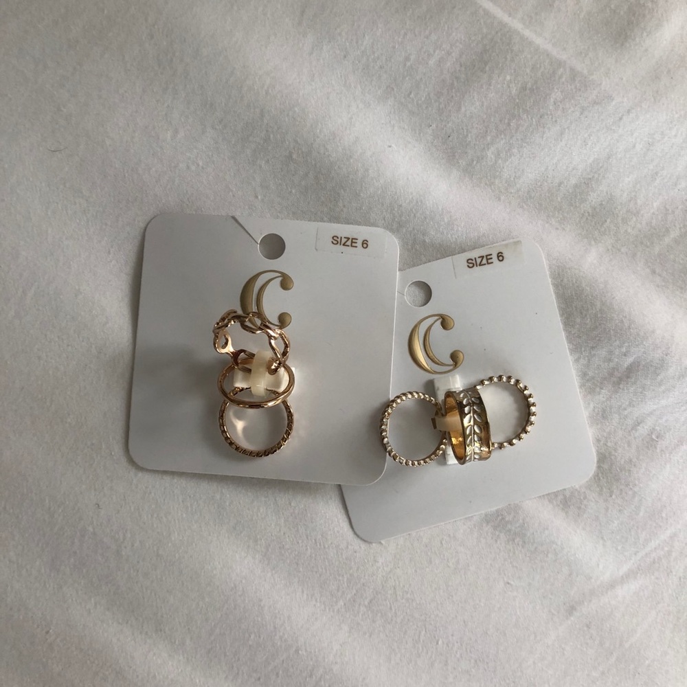 Gold Stackable Rings - 2 sets of 3